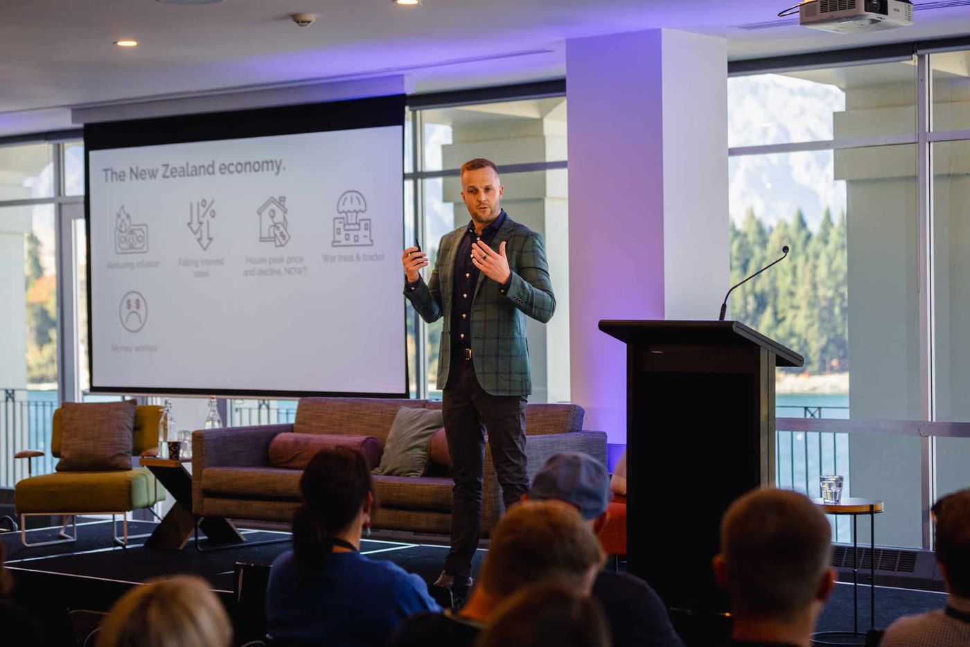 Luke presenting to a room of business owners